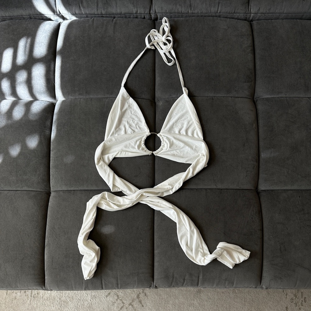 PLT summer white ring halter top